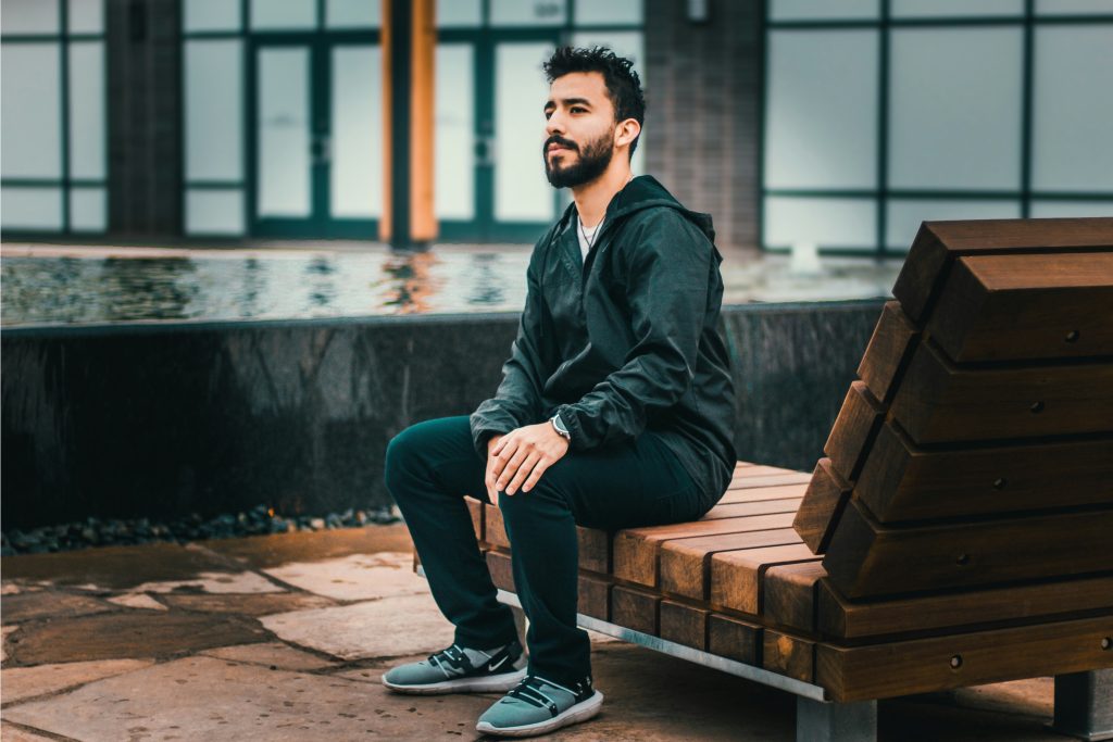 A man sitting on a bench